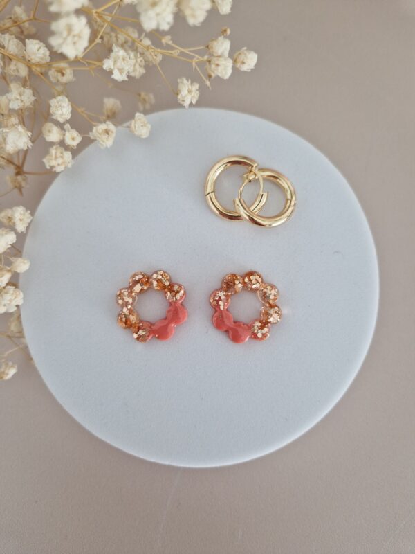 Créoles Sunbloom glitter corail – Image 2