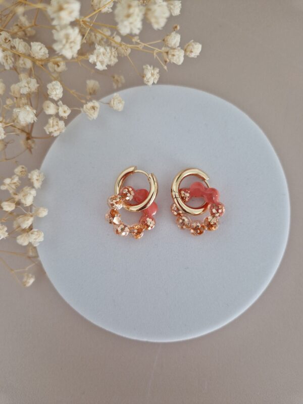 Créoles Sunbloom glitter corail