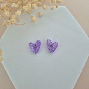 Boucles d'oreilles Violet coeur