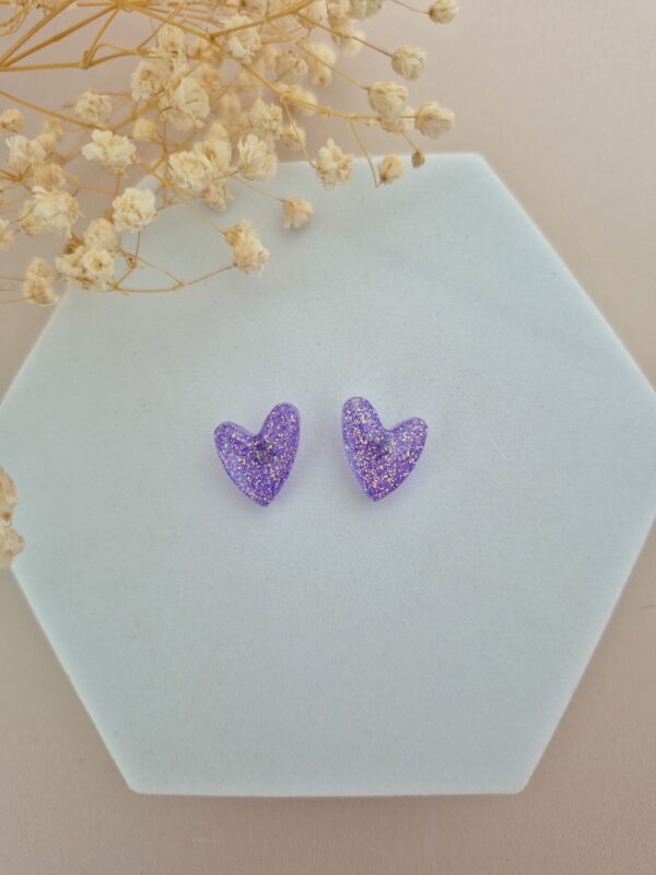 Boucles d'oreilles Violet coeur