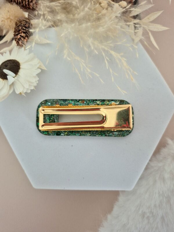 Barrette Lichen Doré rectangle – Image 3