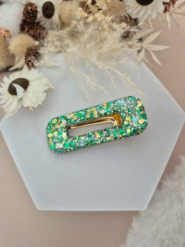 Barrette Lichen Doré rectangle
