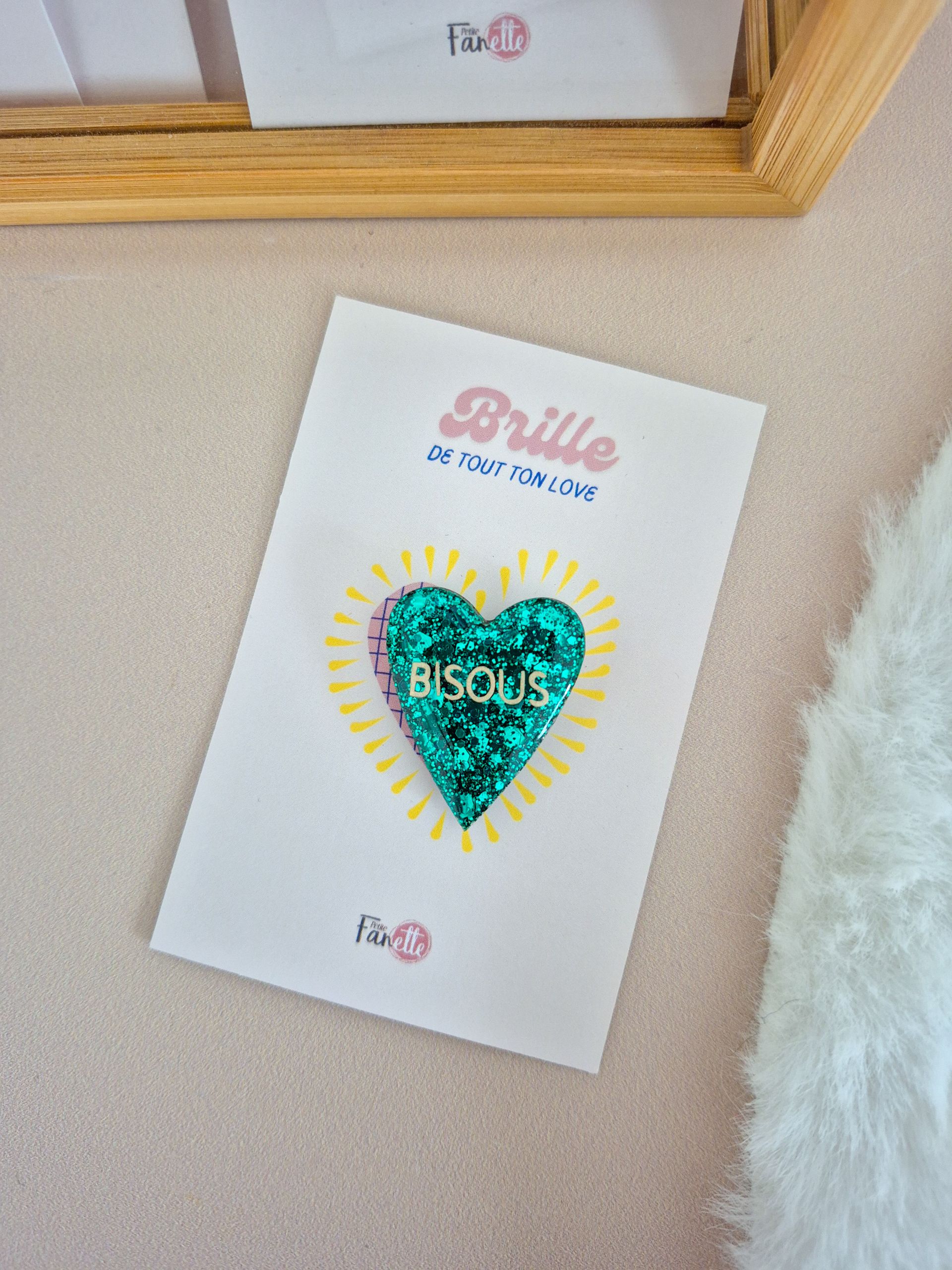 Broche Love Bisous émeraude