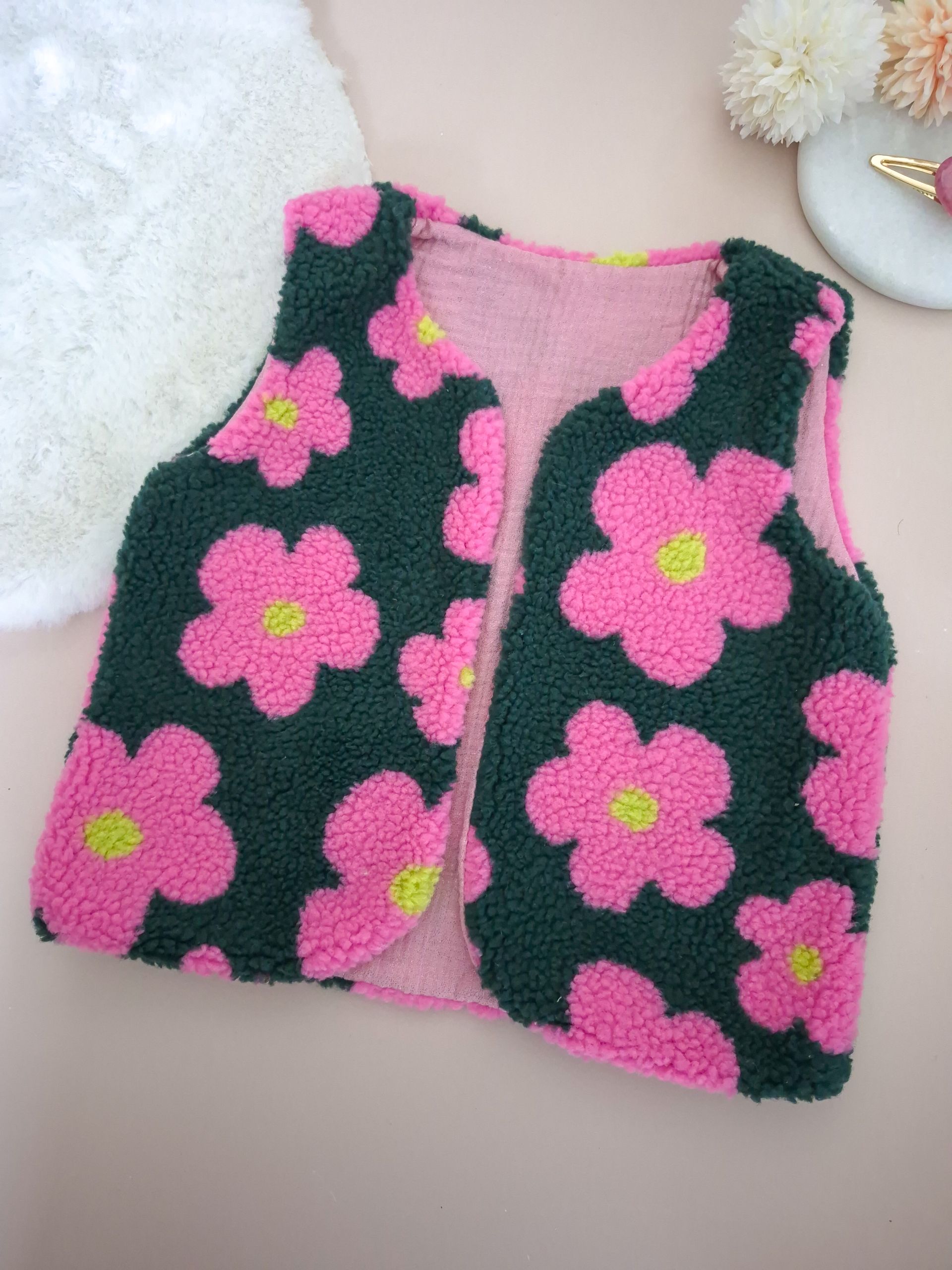 Gilet Fourrure Flowers