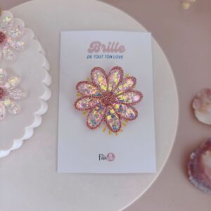 Broche Fleur Perle marine